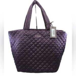 MZ WALLACE NY NEW MEDIUM METRO TOTE BAG - QUILTED OXFORD NYLON - PLUM - POUCH